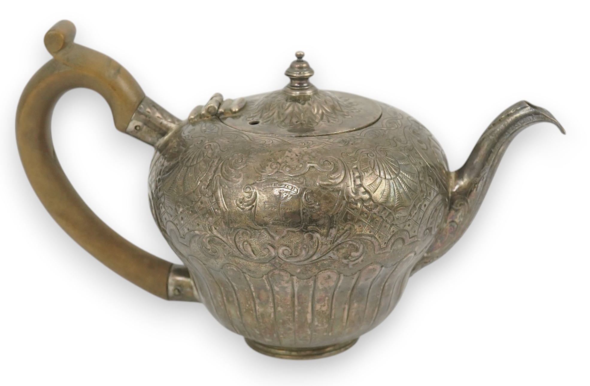 An 18th century Irish silver inverted pyriform bachelor's teapot, maker E.R